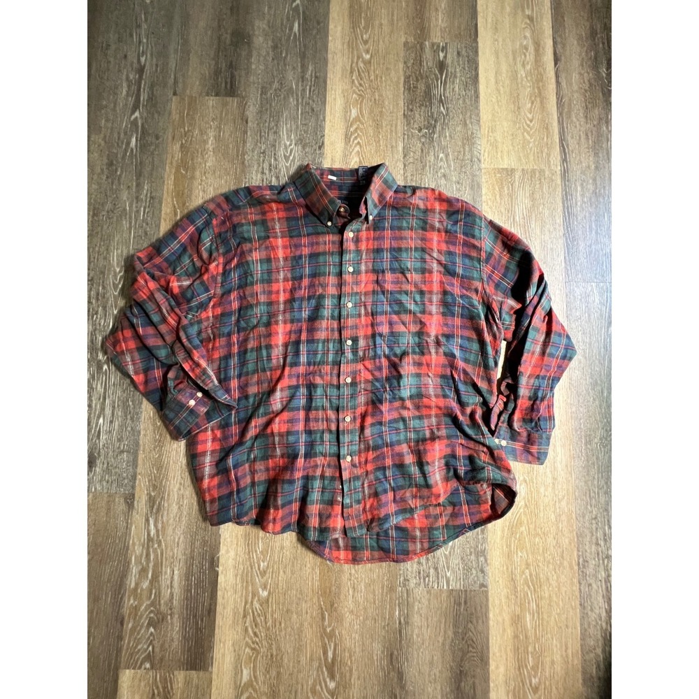 Salmon River Traders Flannel Shirt Mens 2X Big Red Plaid Excellent Cotton Button